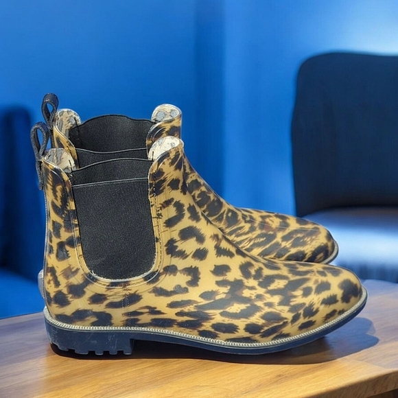 Joules Rockingham Leopard Rain Boots Chelsea Style Waterproof Wellies 10 - Picture 1 of 11